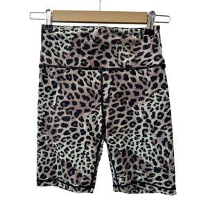 Spiritual Gangster Cheetah Workout Biker Shorts Hi-Waist Pull On Brown Women 32